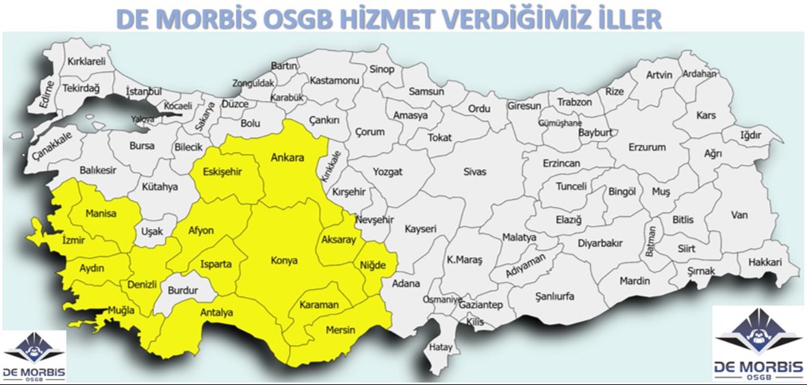 De Morbis OSGB hizmet verdiğimiz iller haritası